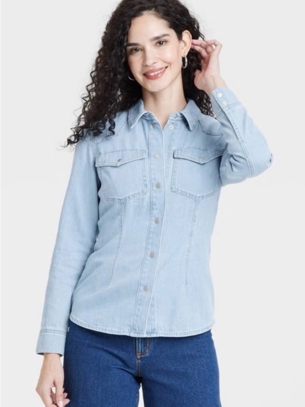 Universal Thread Women’s Slim Fit Long Sleeve Western Denim Shirt
